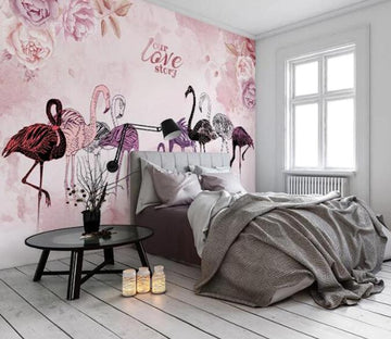 3D Cute Flamingo 562 Wall Murals Wallpaper AJ Wallpaper 2 