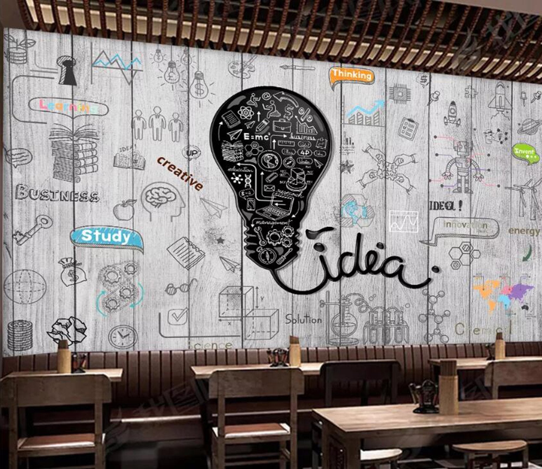 3D Black Light Bulb WC14 Wall Murals Wallpaper AJ Wallpaper 2 