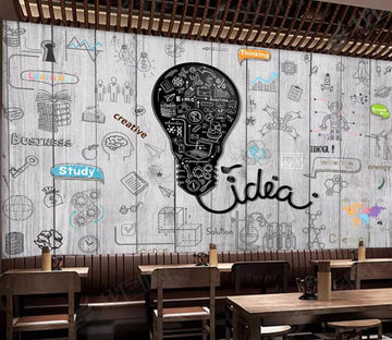 3D Black Light Bulb WC14 Wall Murals Wallpaper AJ Wallpaper 2 