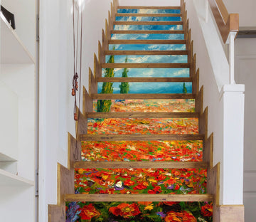 3D Oil Painting Flowers 99 Stair Risers Wallpaper AJ Wallpaper 