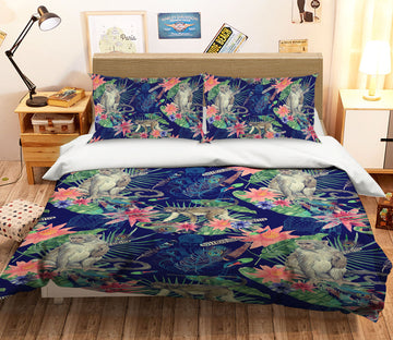 3D Monkey Flower 091 Bed Pillowcases Quilt