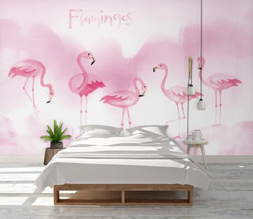 3D Pink Rippling Flamingos 1028 Wall Murals