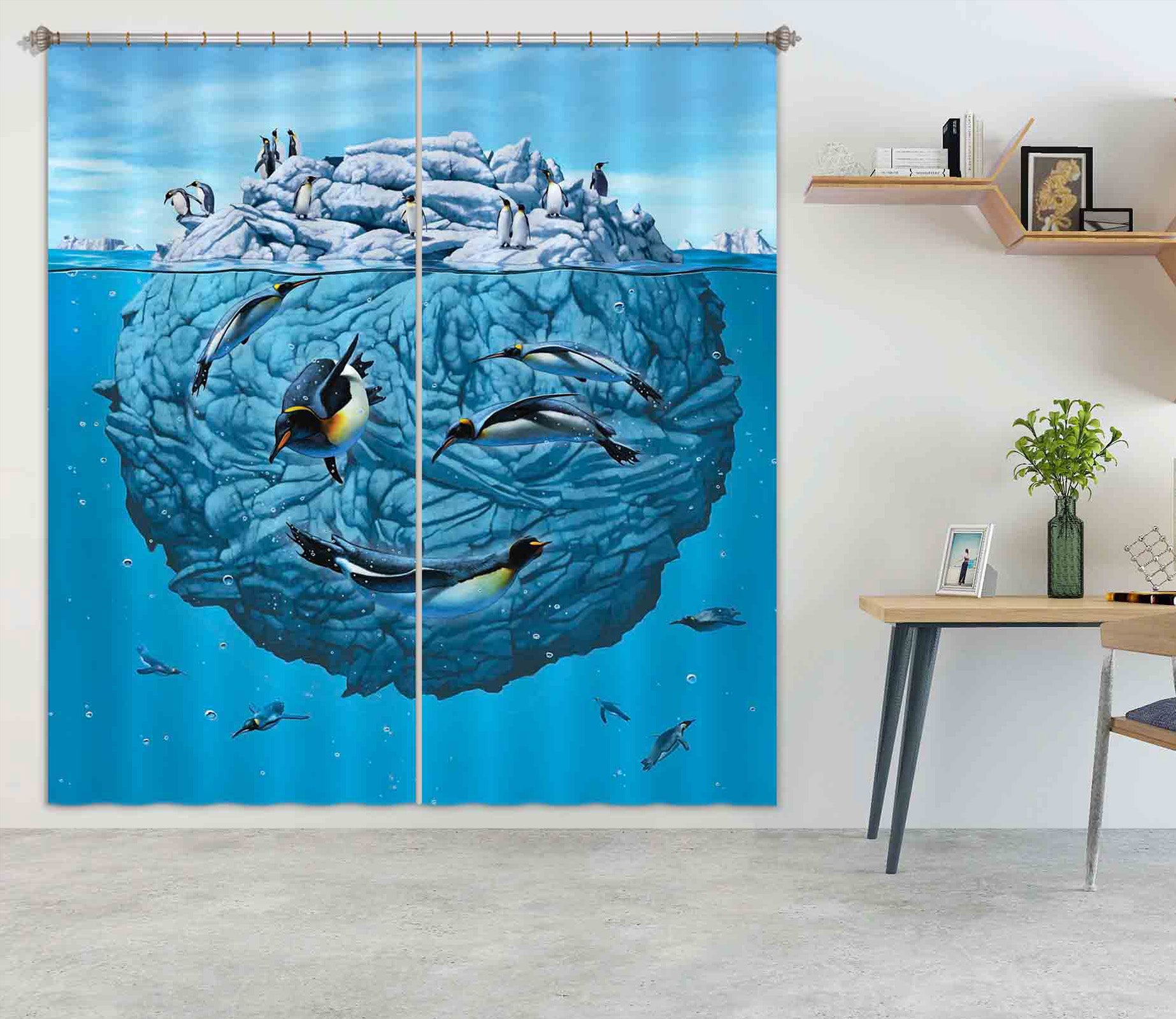 3D Penguin Wink Def 060 Vincent Hie Curtain Curtains Drapes