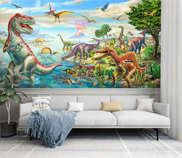 3D Dinosaur Canyon 1419 Adrian Chesterman Wall Mural Wall Murals