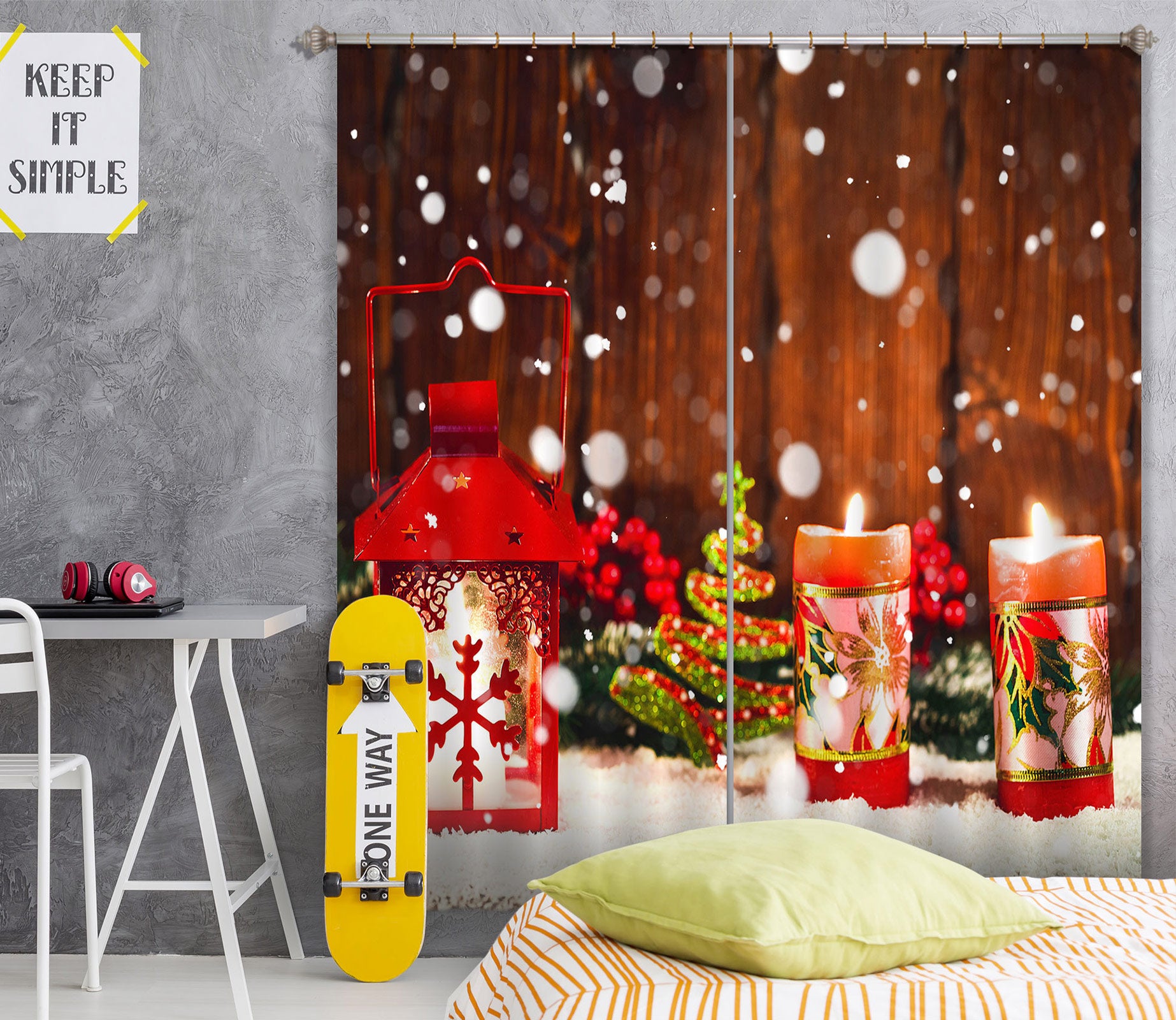 3D Snow Candle 53110 Christmas Curtains Drapes Xmas