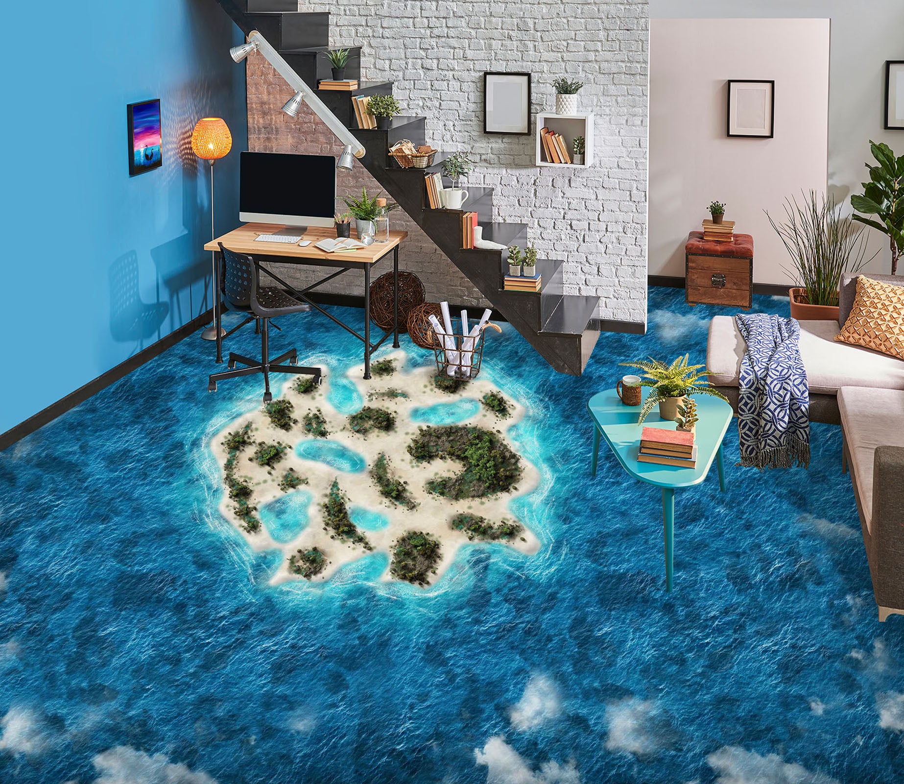 3D Chic Island Art 081 Floor Mural  Wallpaper Murals Rug & Mat Print Epoxy waterproof bath floor