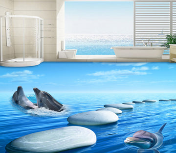 3D White Sea Stones 390 Floor Mural  Wallpaper Murals Rug & Mat Print Epoxy waterproof bath floor