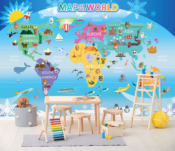 3D Beautiful Colors 2115 World Map Wall Murals