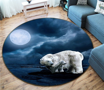3D Polar Bear 087 Animal Round Non Slip Rug Mat Mat AJ Creativity Home 