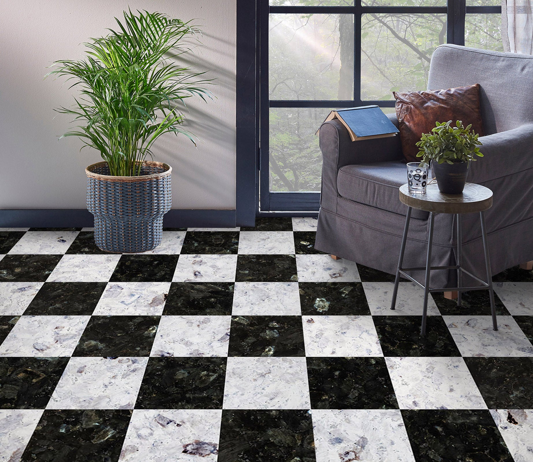 3D Textured Black And White Squares 966 Floor Mural  Wallpaper Murals Self-Adhesive Removable Print Epoxy