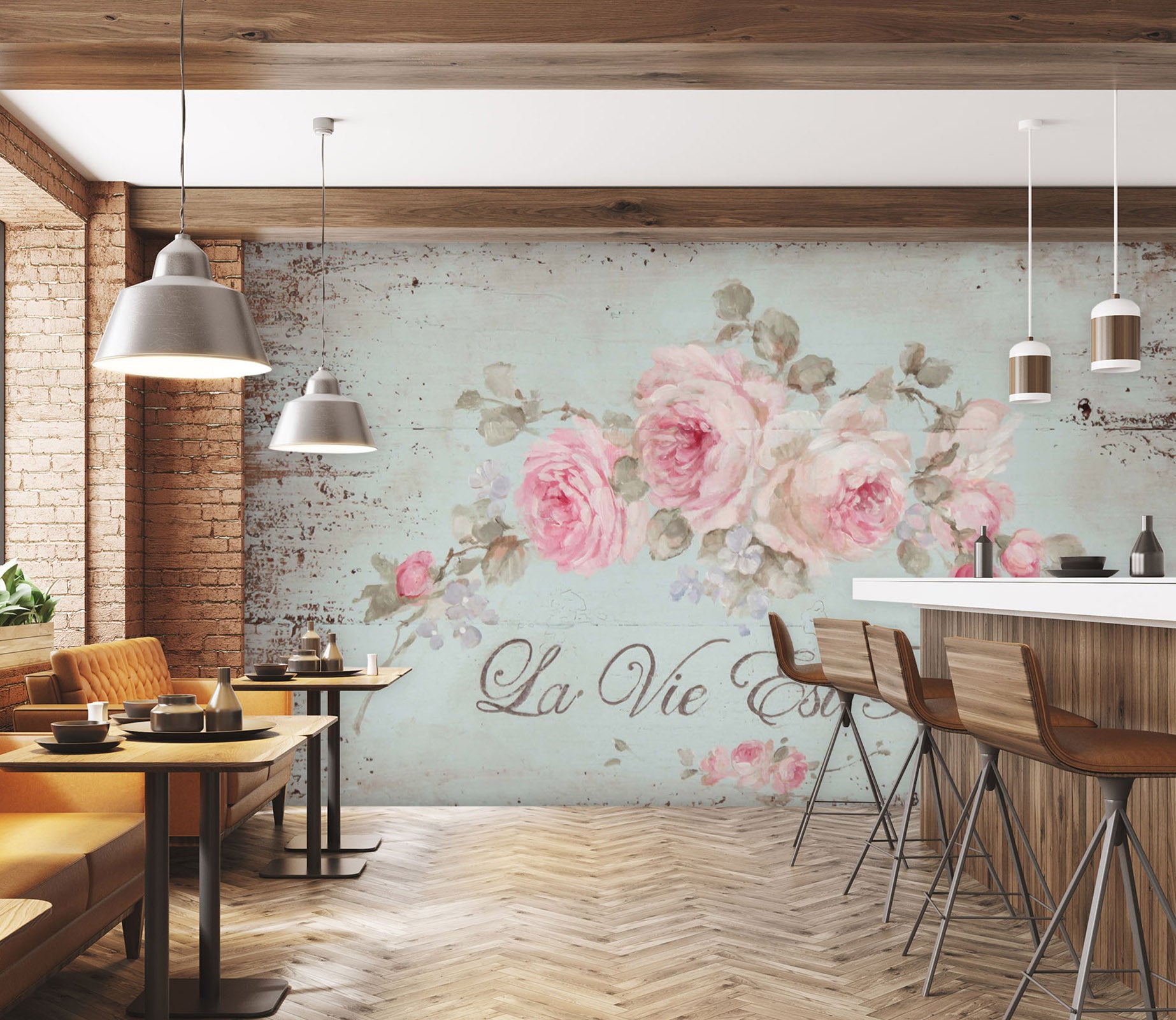 3D Pink Rose 1406 Debi Coules Wall Mural Wall Murals