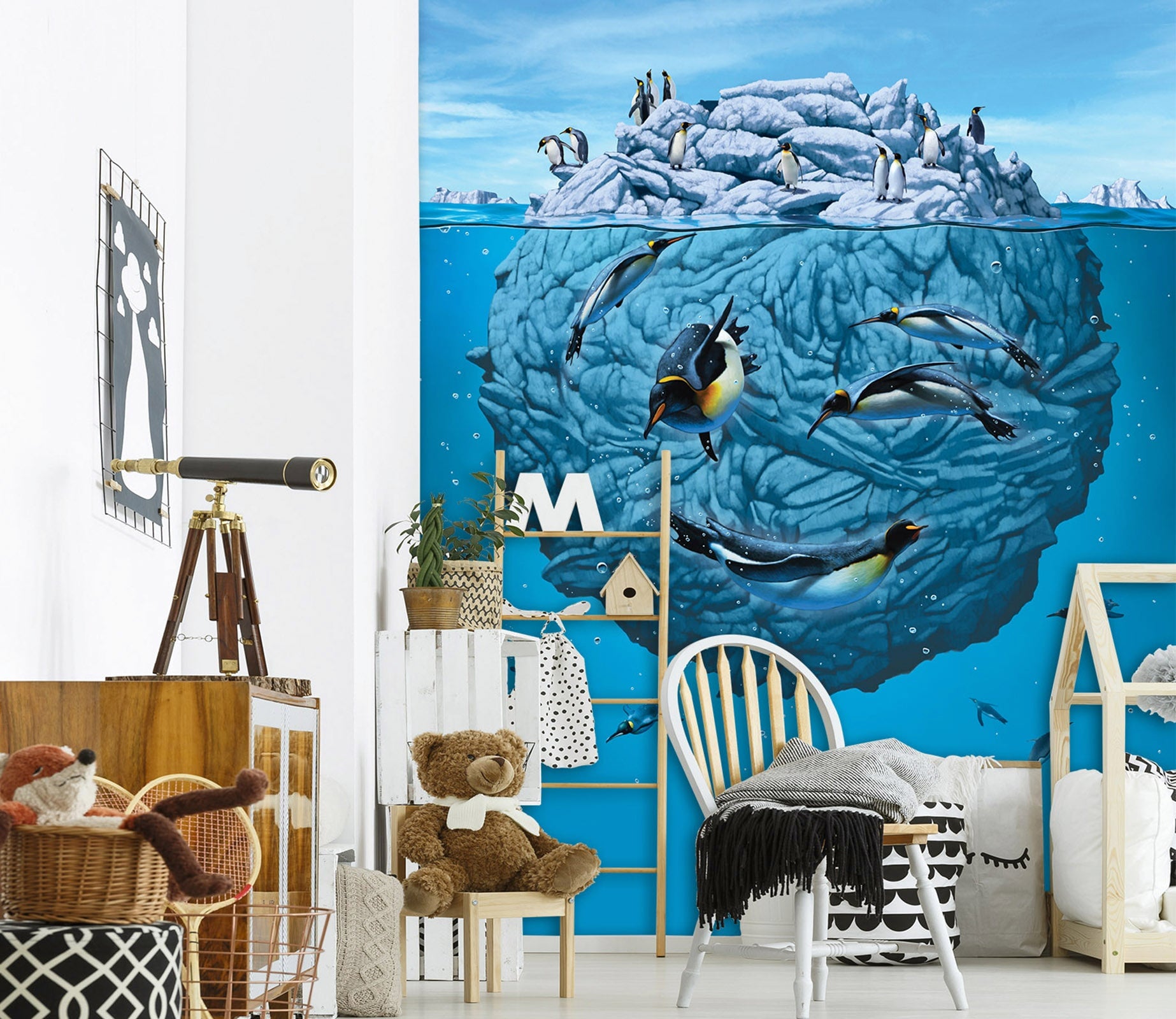 3D Penguin Wink Def 1537 Wall Murals Exclusive Designer Vincent Wallpaper AJ Wallpaper 