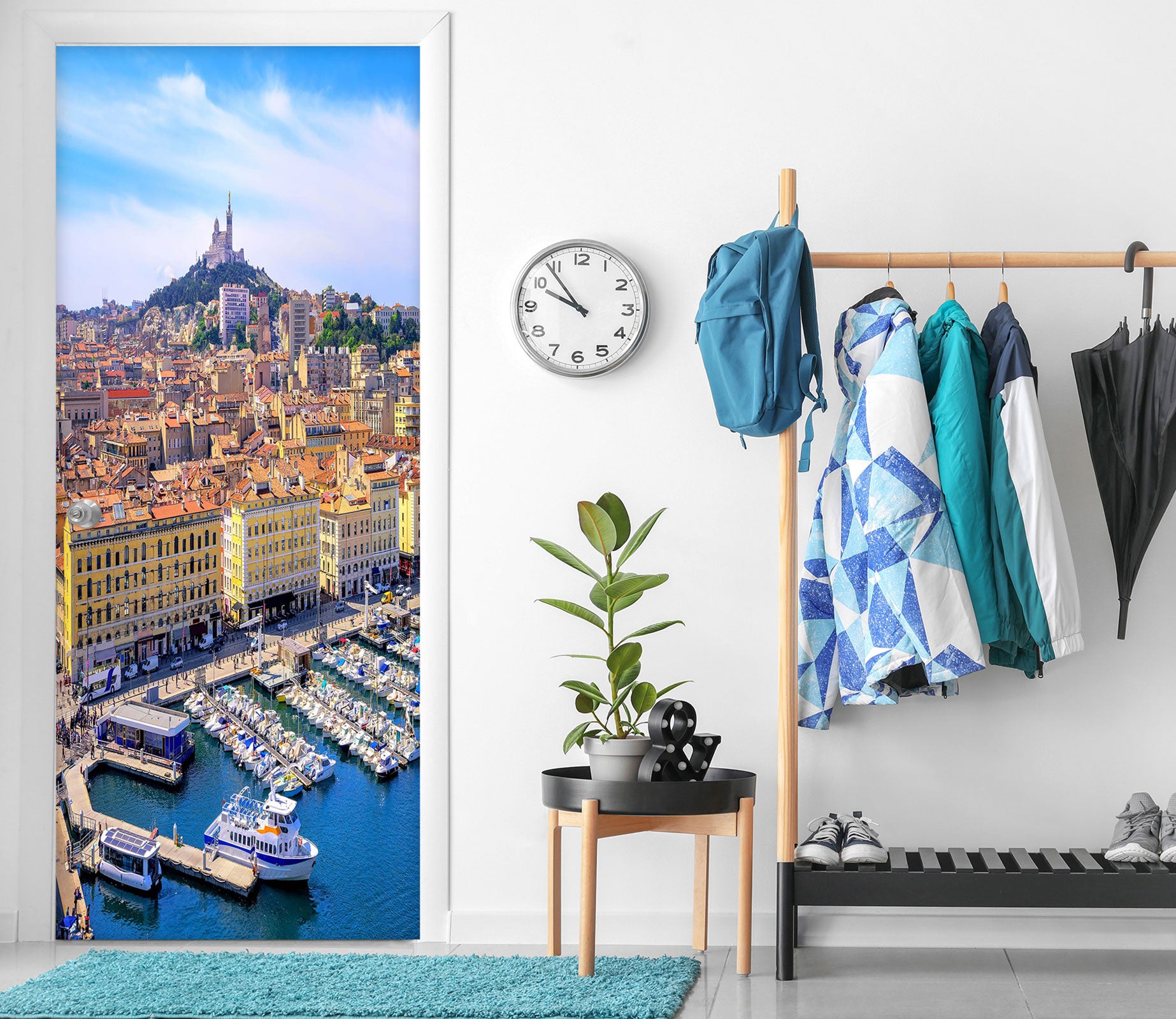 3D City Boat River 071 Door Mural