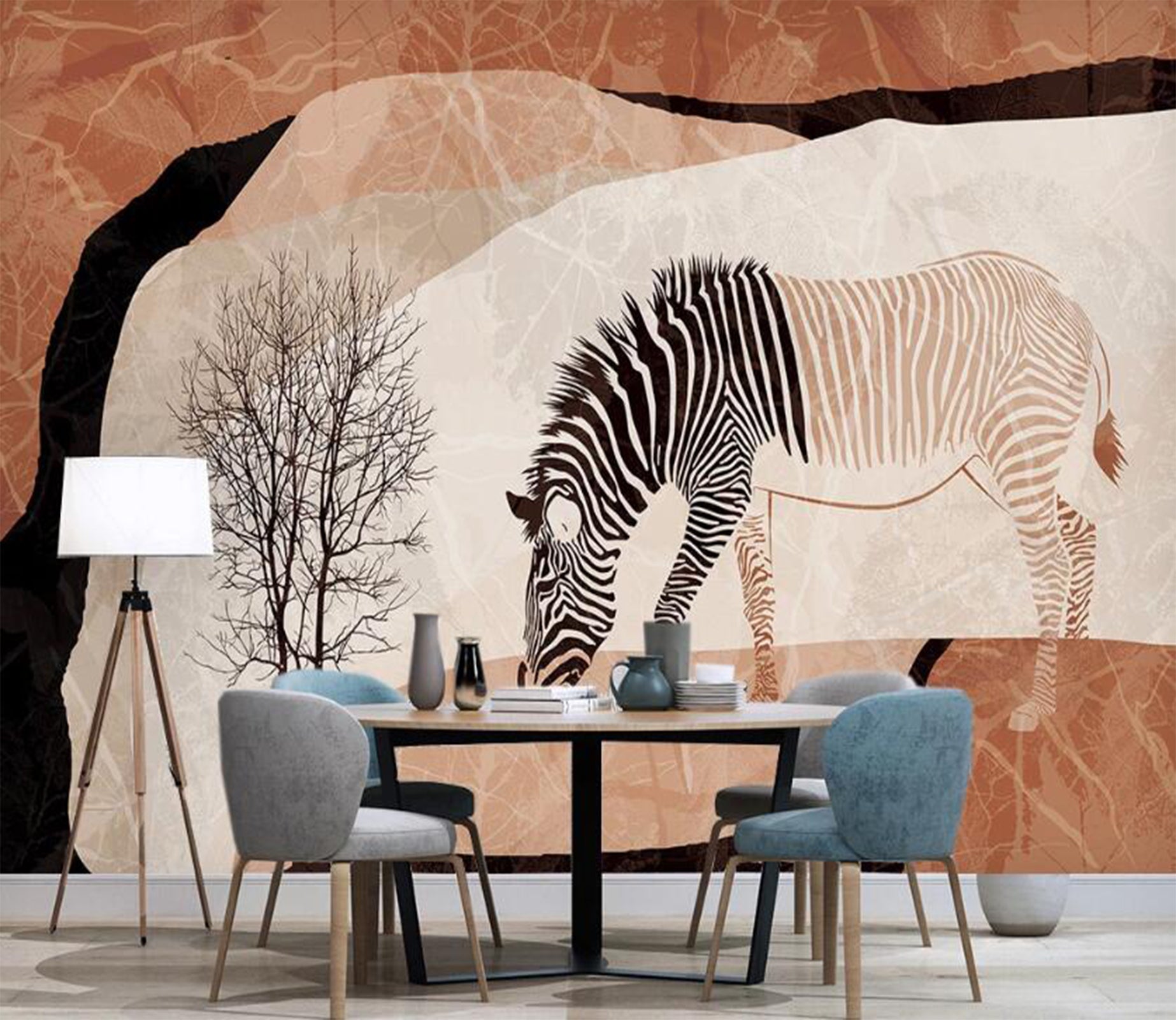 3D Color Split Zebra 2581 Wall Murals