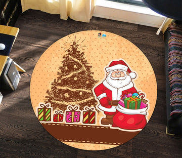 3D Christmas Tree Gift 075 Round Non Slip Rug Mat Mat AJ Creativity Home 