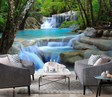 3D Waterfall Woods 1543 Wall Murals
