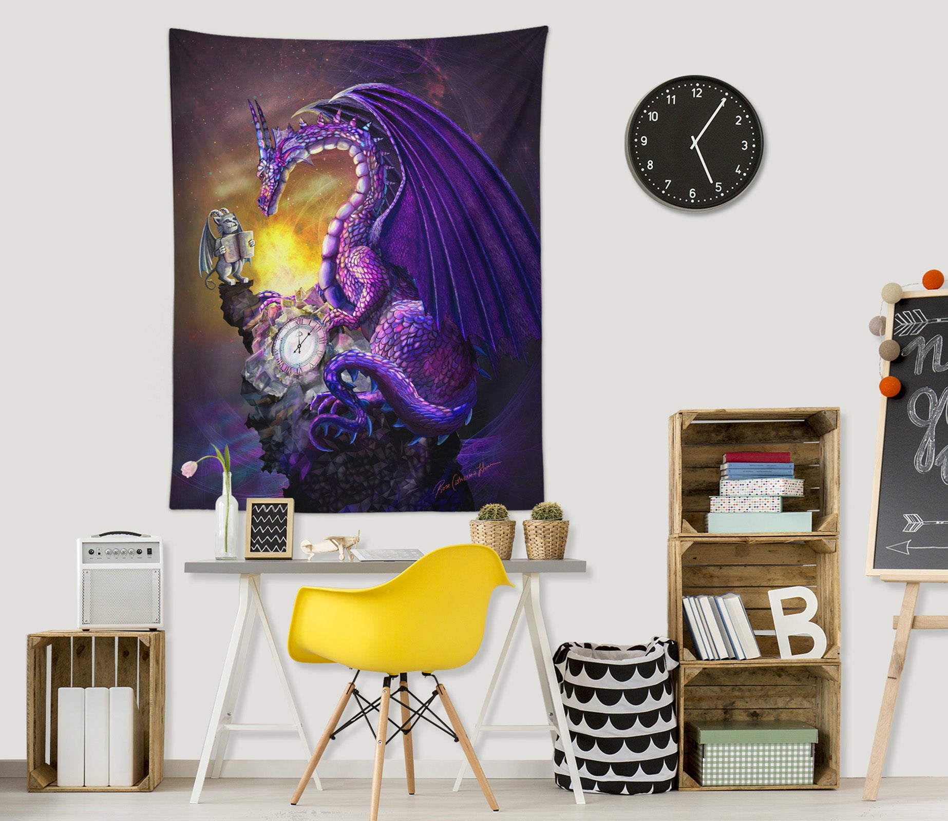 3D Purple Dragon 5217 Rose Catherine Khan Tapestry Hanging Cloth Hang