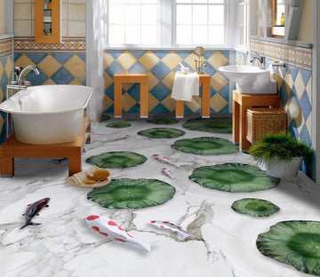 3D Pond Koi 027 Floor Mural  Self-Adhesive Sticker Bathroom Non-slip Waterproof Flooring Murals