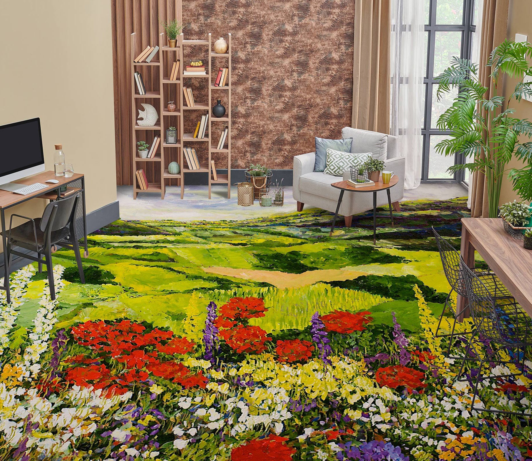 3D Field Meadow Red Flowers 9604 Allan P. Friedlander Floor Mural  Wallpaper Murals Self-Adhesive Removable Print Epoxy