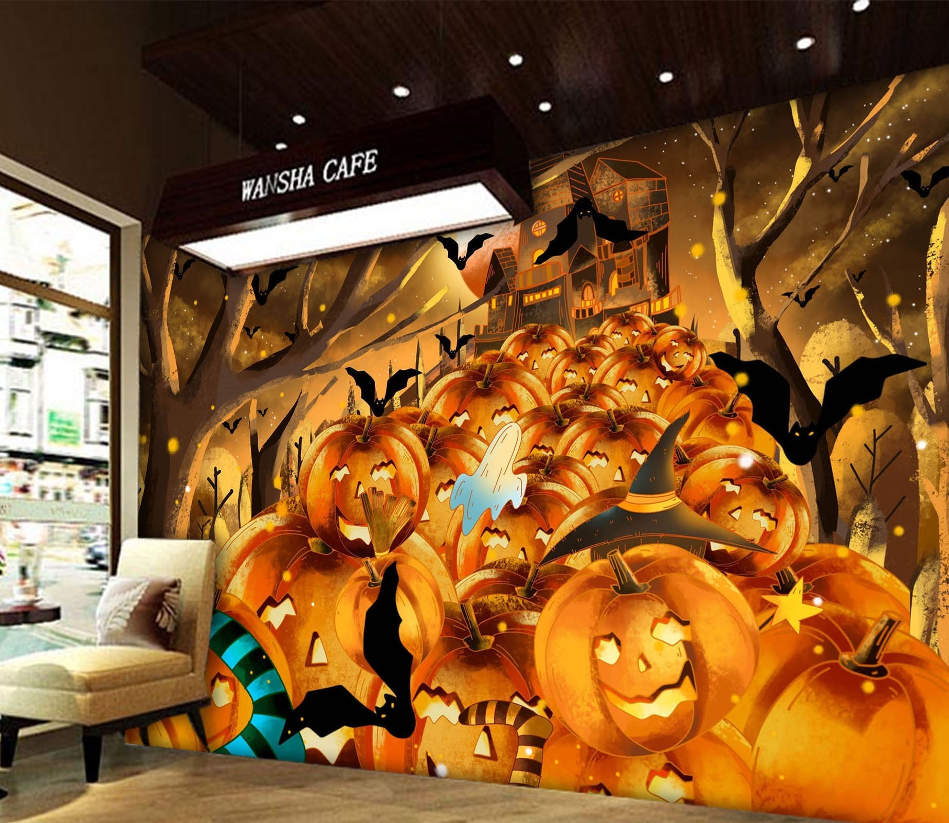 3D Castle Pumpkin Festival 1007 Halloween Wall Murals Wallpaper AJ Wallpaper 2 