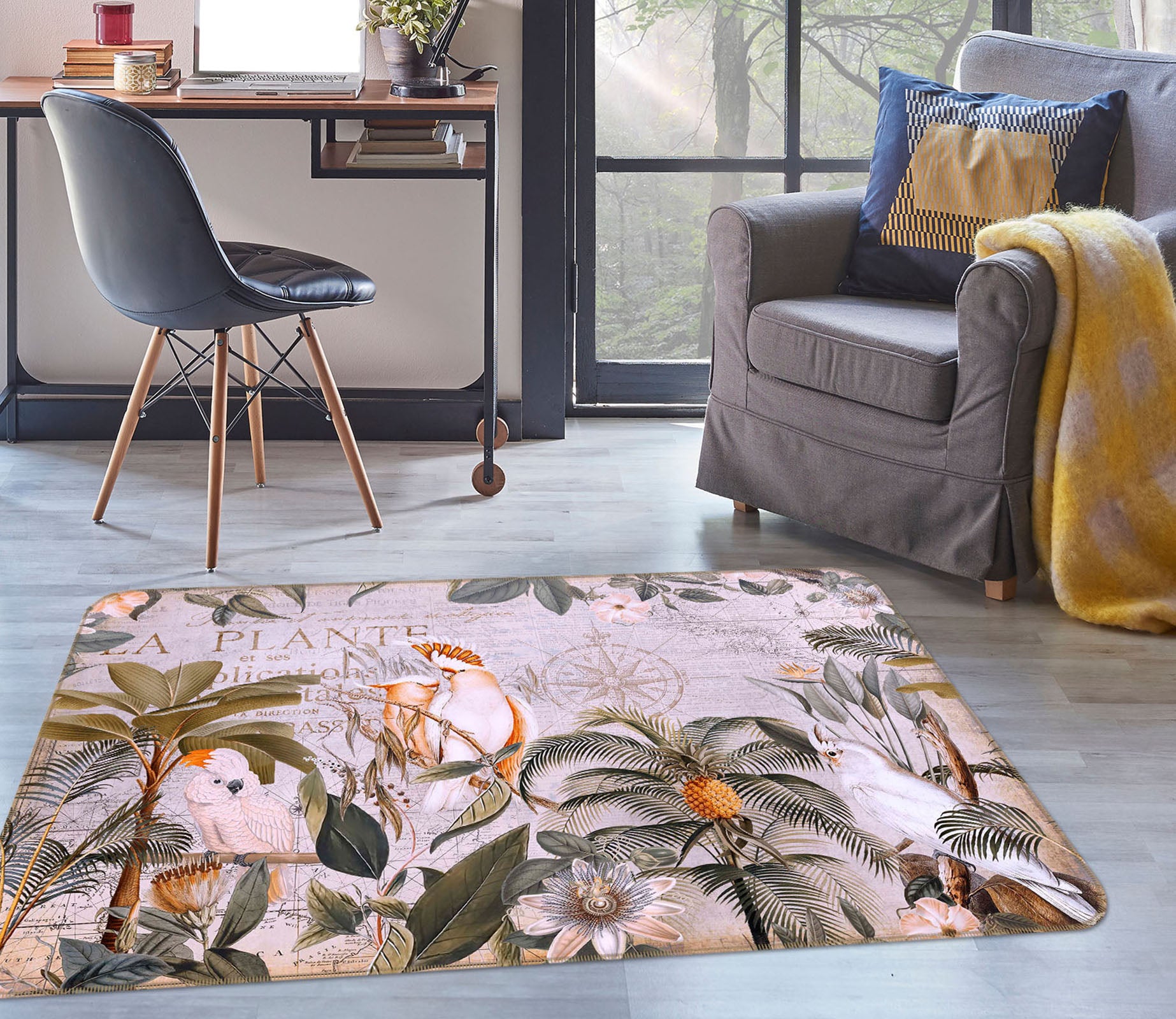 3D Parrot Friend 1042 Andrea haase Rug Non Slip Rug Mat