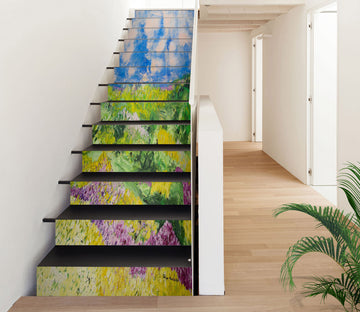 3D Blue Sky Yellow Purple Flowers 9095 Allan P. Friedlander Stair Risers