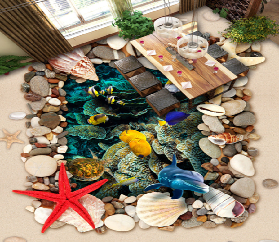 3D Underwater World 301 Floor Mural  Wallpaper Murals Rug & Mat Print Epoxy waterproof bath floor