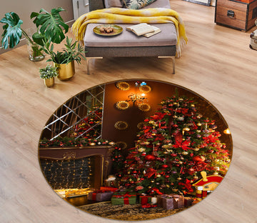 3D Tree 56087 Christmas Round Non Slip Rug Mat Xmas