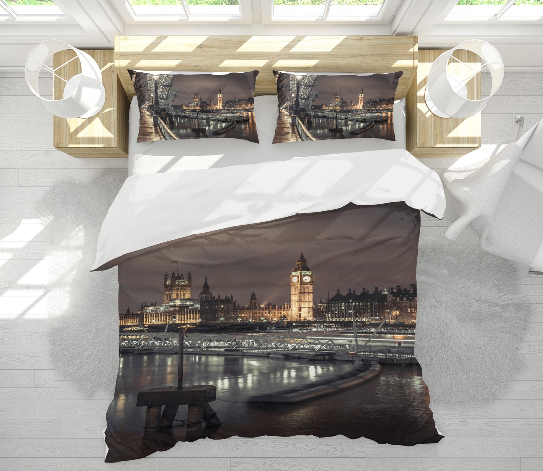 3D City Night River 85129 Assaf Frank Bedding Bed Pillowcases Quilt
