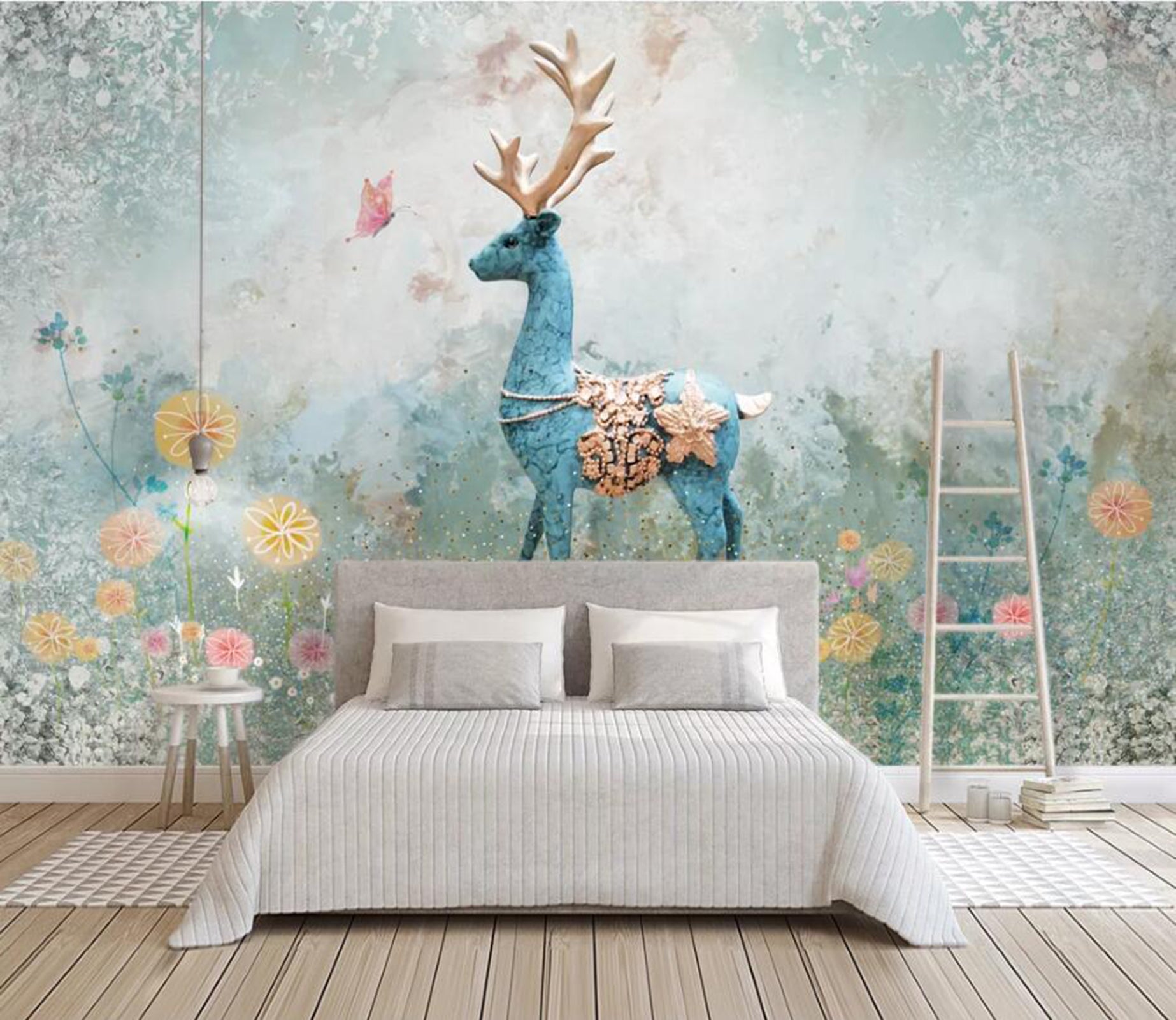 3D Fawn Flower WC89 Wall Murals Wallpaper AJ Wallpaper 2 