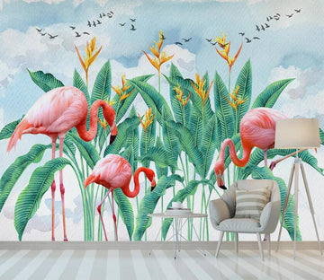 3D Three Elegant Flamingos 2223 Wall Murals