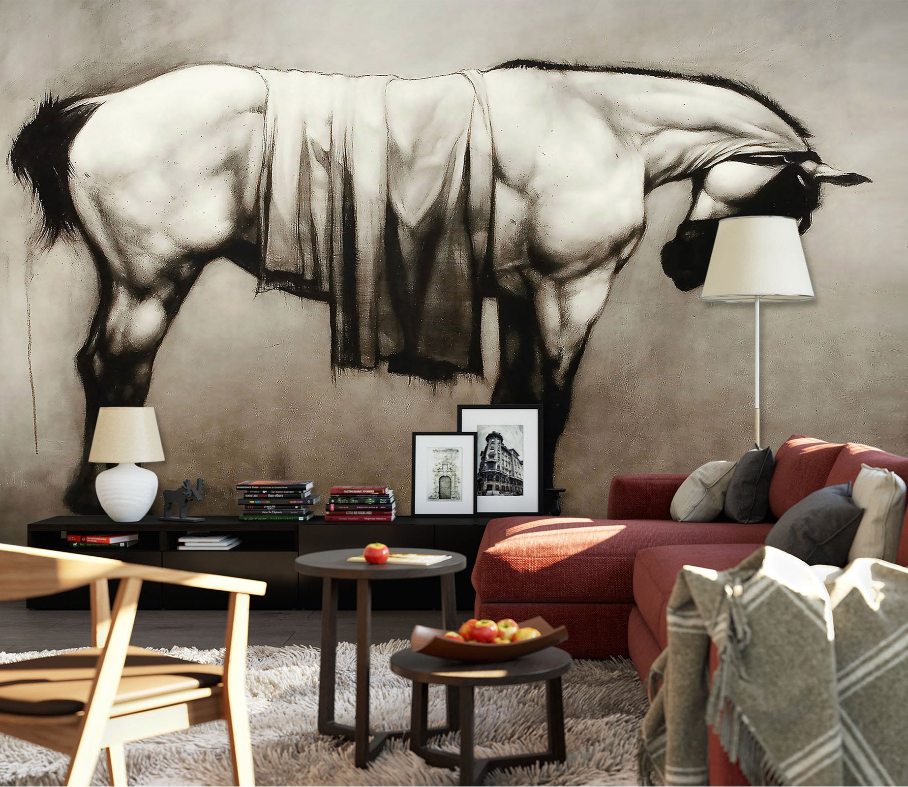 3D Sketch Horse 1414 Wall Murals
