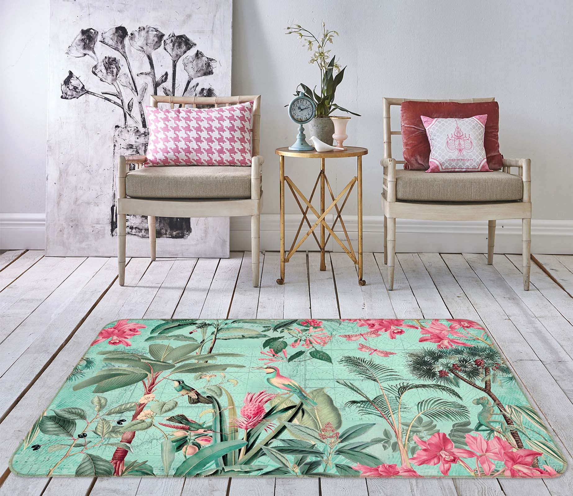 3D Red Flower 1024 Andrea haase Rug Non Slip Rug Mat