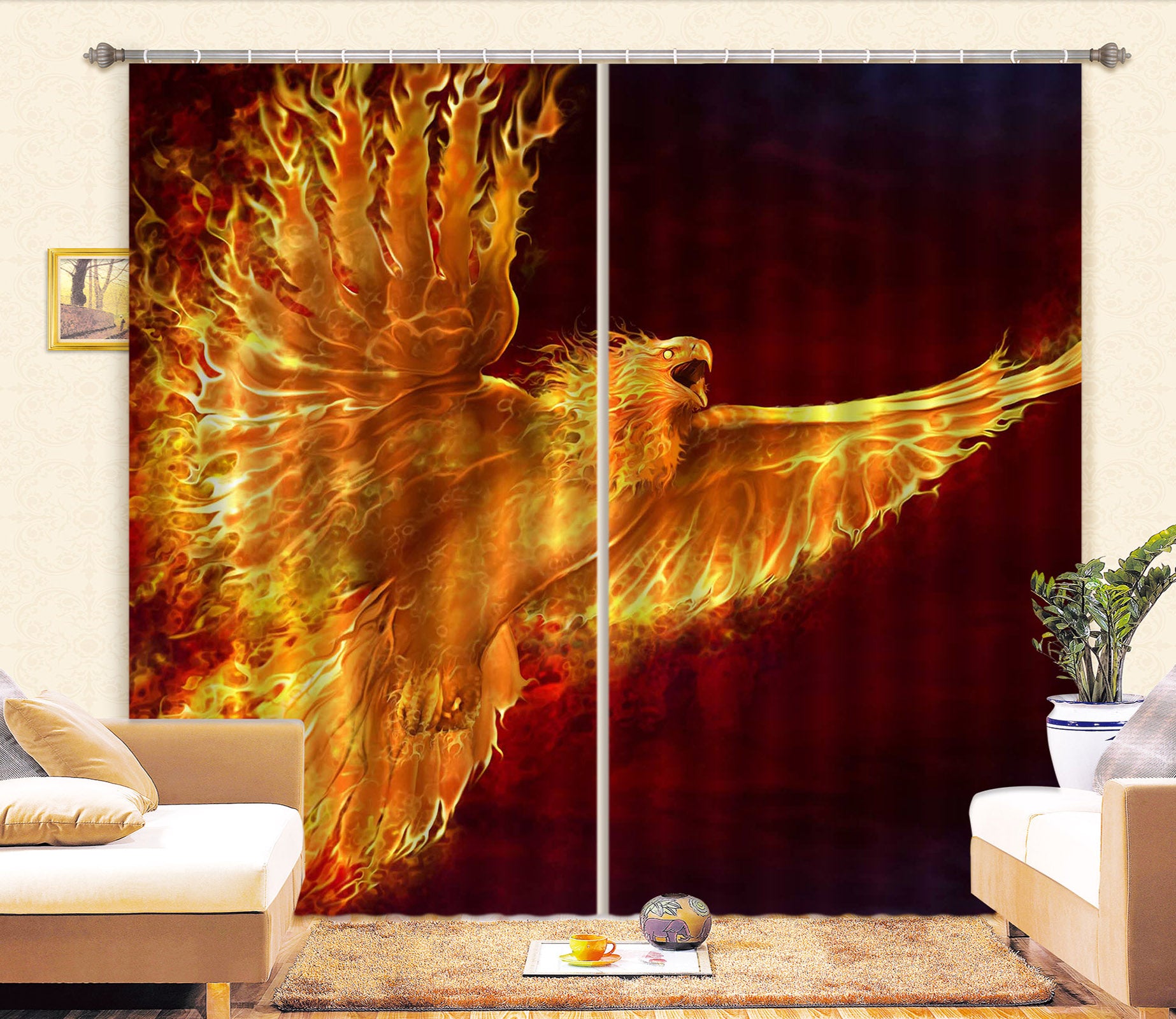 3D Flame Eagle 5065 Tom Wood Curtain Curtains Drapes