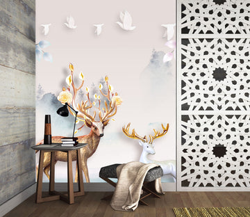 3D Fawn Flying Bird 1835 Wall Murals
