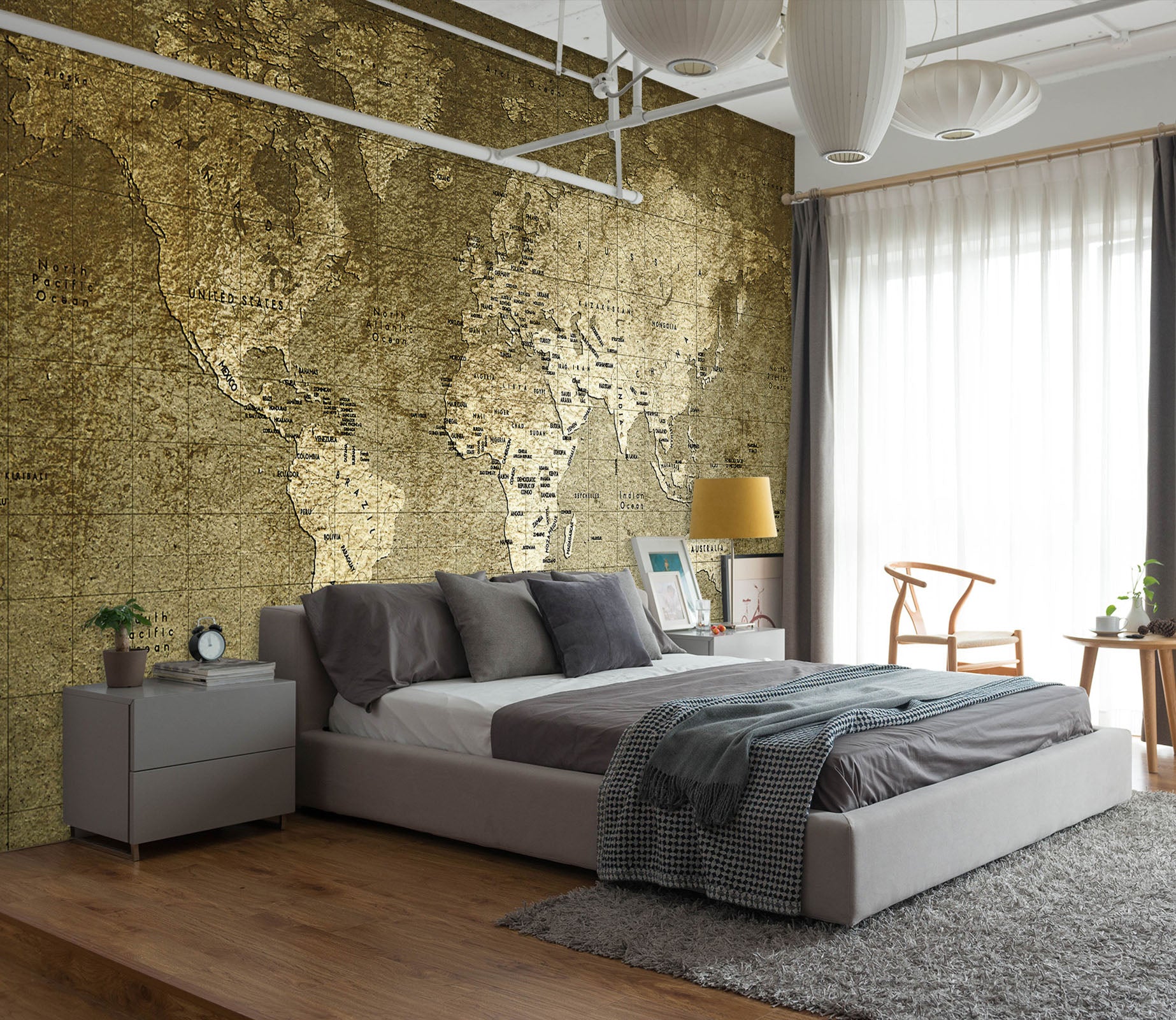 3D Fine Drawing 2028 World Map Wall Murals