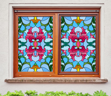 3D Red Flower 077 Window Film Print Sticker Cling Stained Glass UV Block