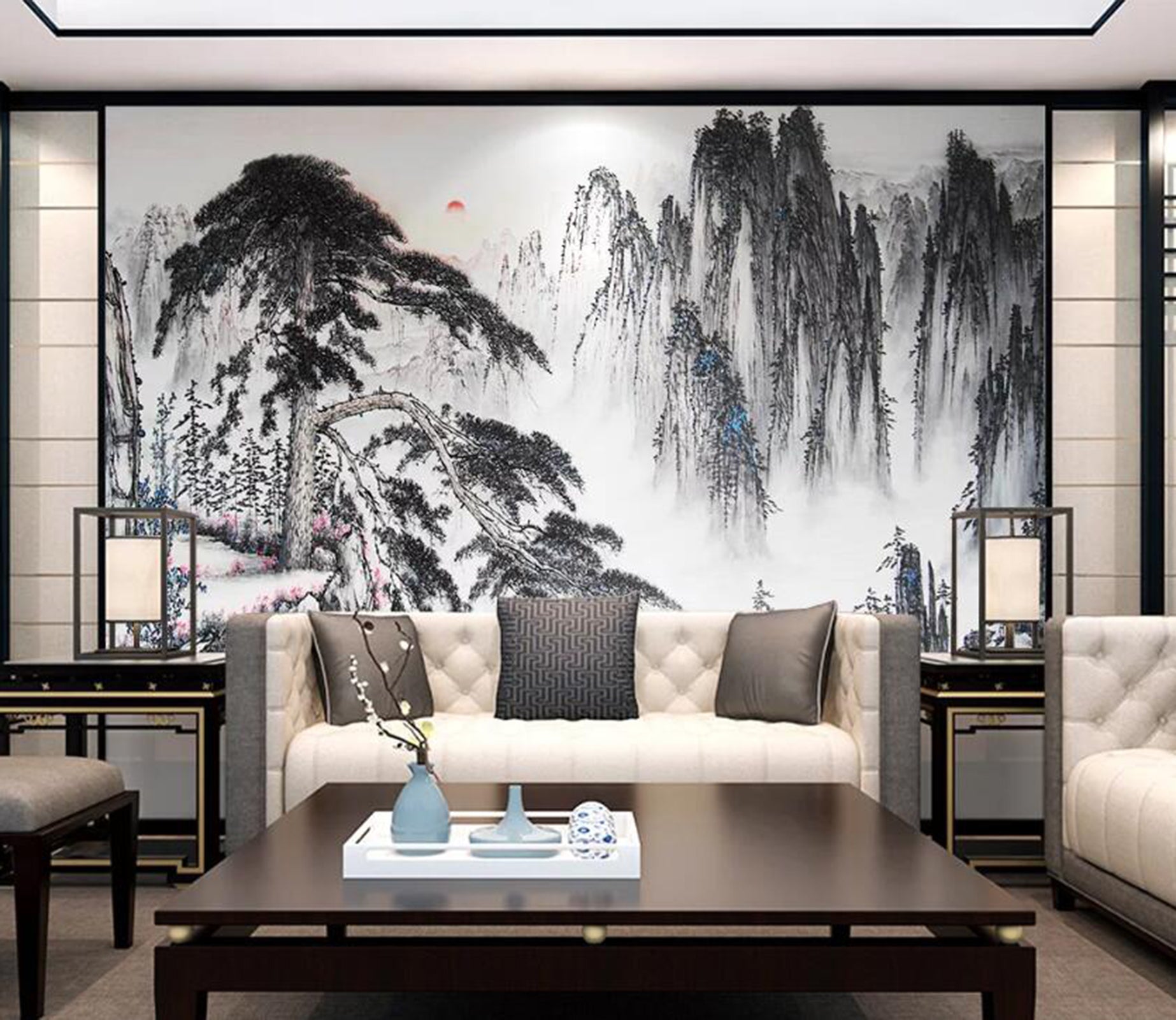 3D Mountain Tree WC55 Wall Murals Wallpaper AJ Wallpaper 2 