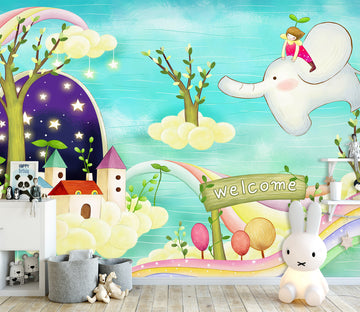 3D White Elephant 1650 Wall Murals