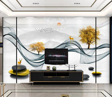 3D Dark Green Silk Trees 262 Wall Murals