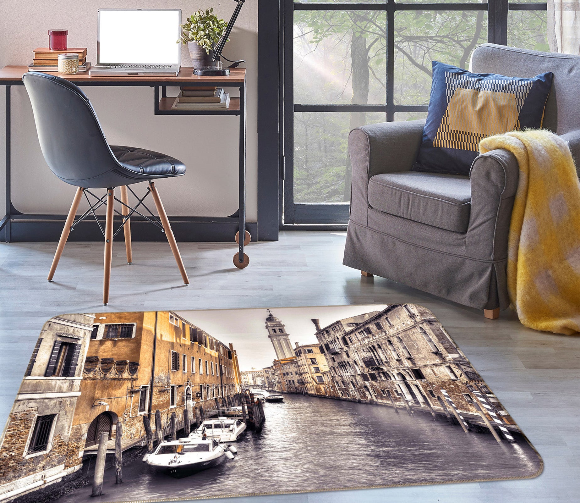 3D Venice River 1004 Assaf Frank Rug Non Slip Rug Mat