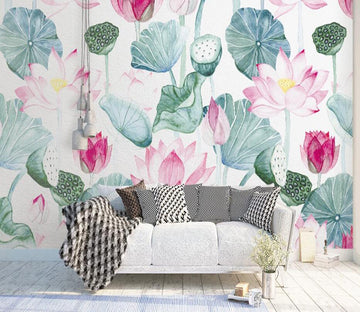 3D Elegant Lotus Pond 907 Wall Murals