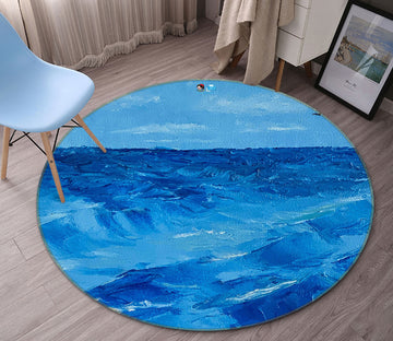 3D Blue Ocean Waves 9740 Marina Zotova Rug Round Non Slip Rug Mat