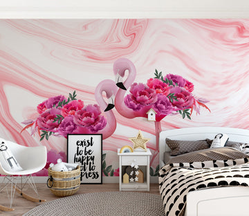 3D Flamingo Flower WG227 Wall Murals