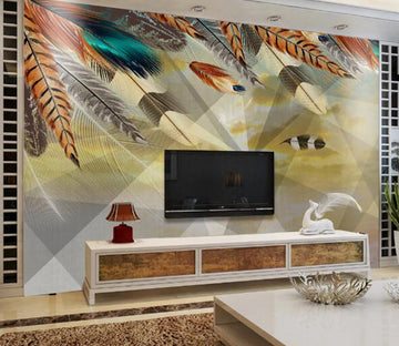 3D Colored Feathers WC1771 Wall Murals