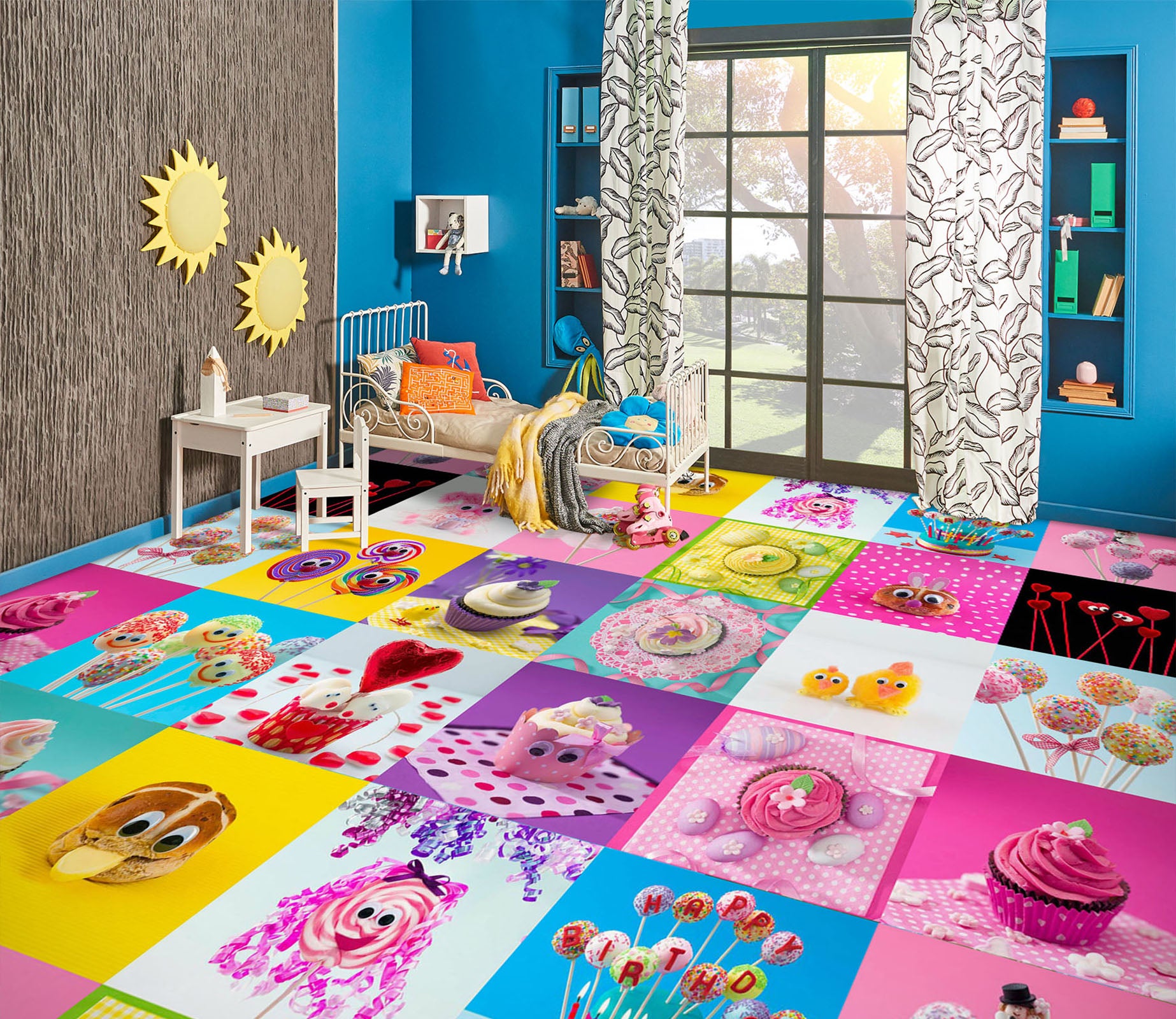 3D Cube Color Dessert 9869 Assaf Frank Floor Mural  Wallpaper Murals Self-Adhesive Removable Print Epoxy