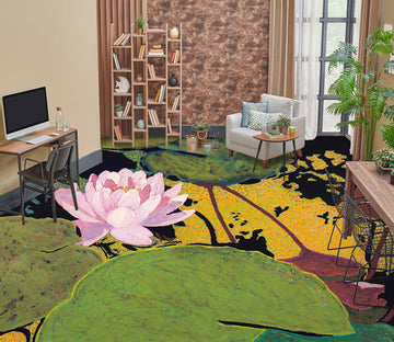 3D Pink Lotus 9688 Allan P. Friedlander Floor Mural  Wallpaper Murals Self-Adhesive Removable Print Epoxy