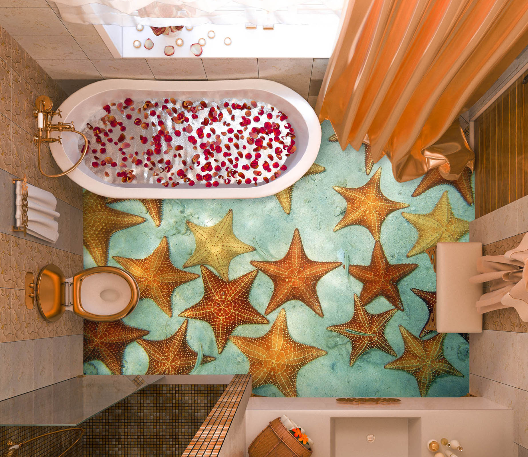 3D Noble Starfish 525 Floor Mural  Wallpaper Murals Rug & Mat Print Epoxy waterproof bath floor