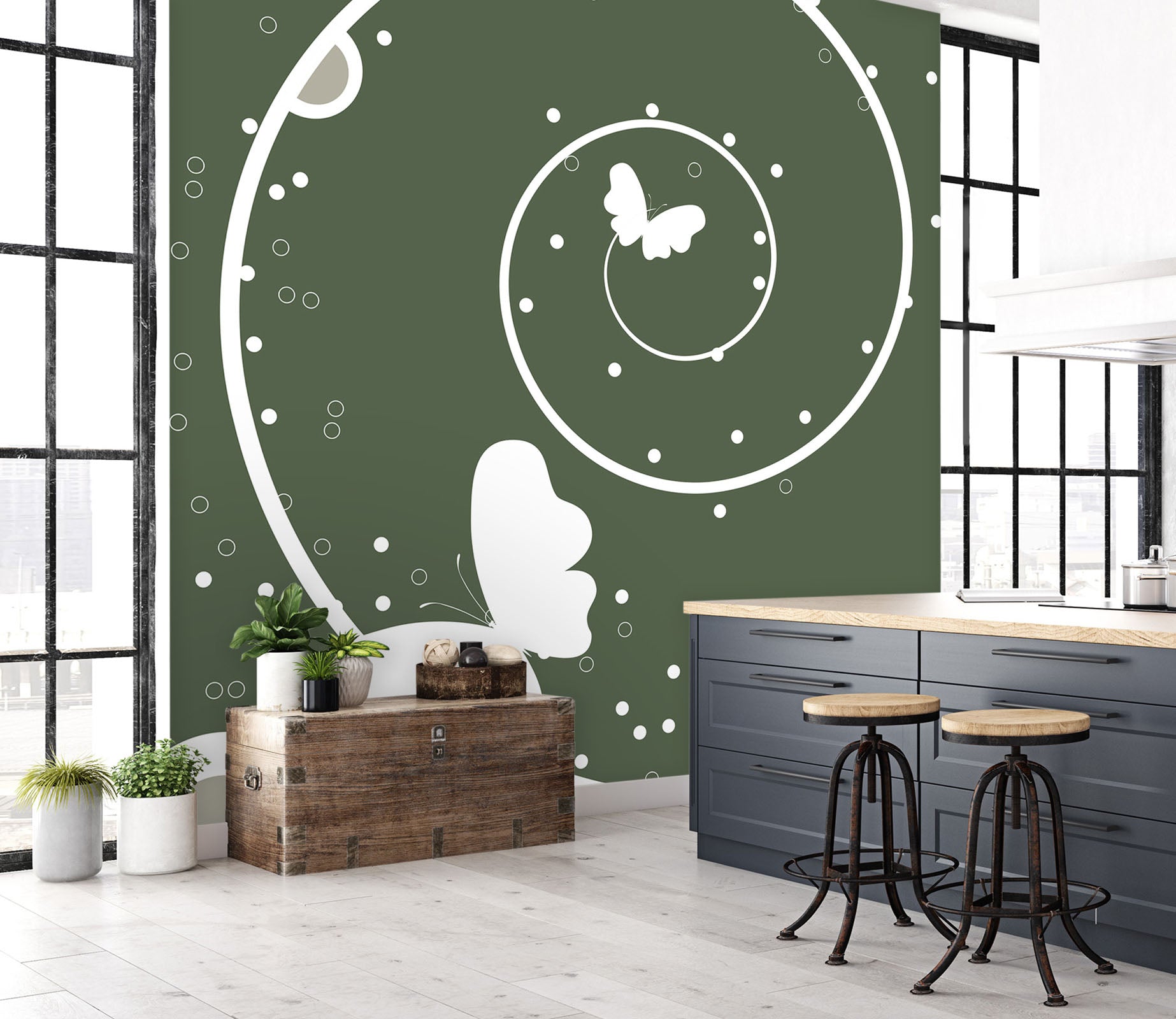 3D White Butterfly 1004 Wall Murals