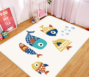 3D Cartoon Colorful Fish 1077 Boris Draschoff Rug Non Slip Rug Mat